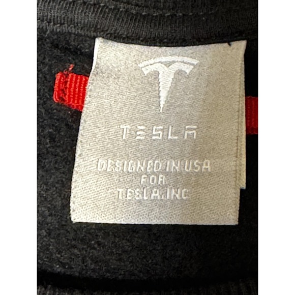 Tesla Sweatshirt Mens XL Black Crewneck Pullover Embroidered Fleece TSLA7865 - Picture 4 of 10